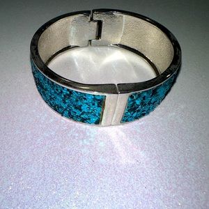 Stunning Sequins Turquoise and Silver Bracelet